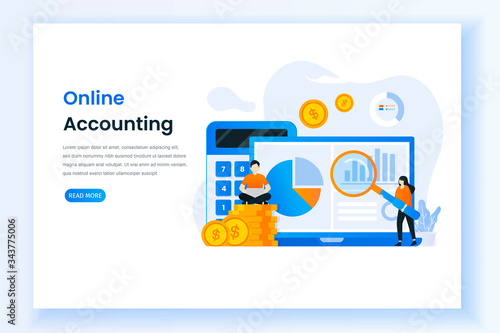 Landing page for digital accounting illustrations. This design can be used for websites, landing pages, UI, mobile applications, posters, banners