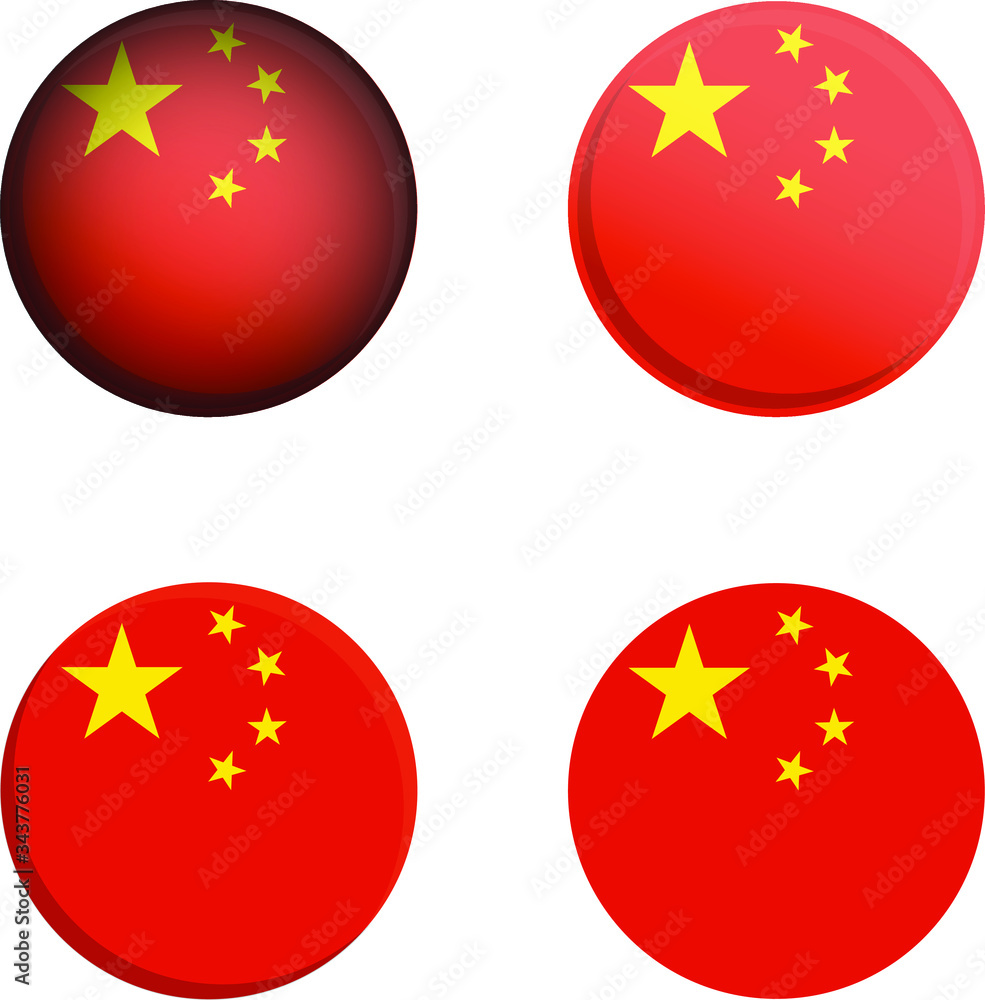 Round Country Flag in different styles disc badge vector illustration people's republic of china Round Country Flag in different styles disc badge vector illustration people's republic of china