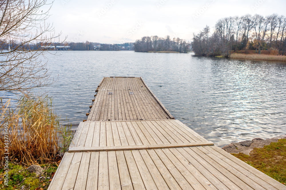 Wooden pier on the lake.