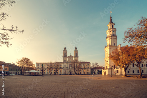 Kaunas, Lithuania, November 3, 2014. Town hall square in Kaunas