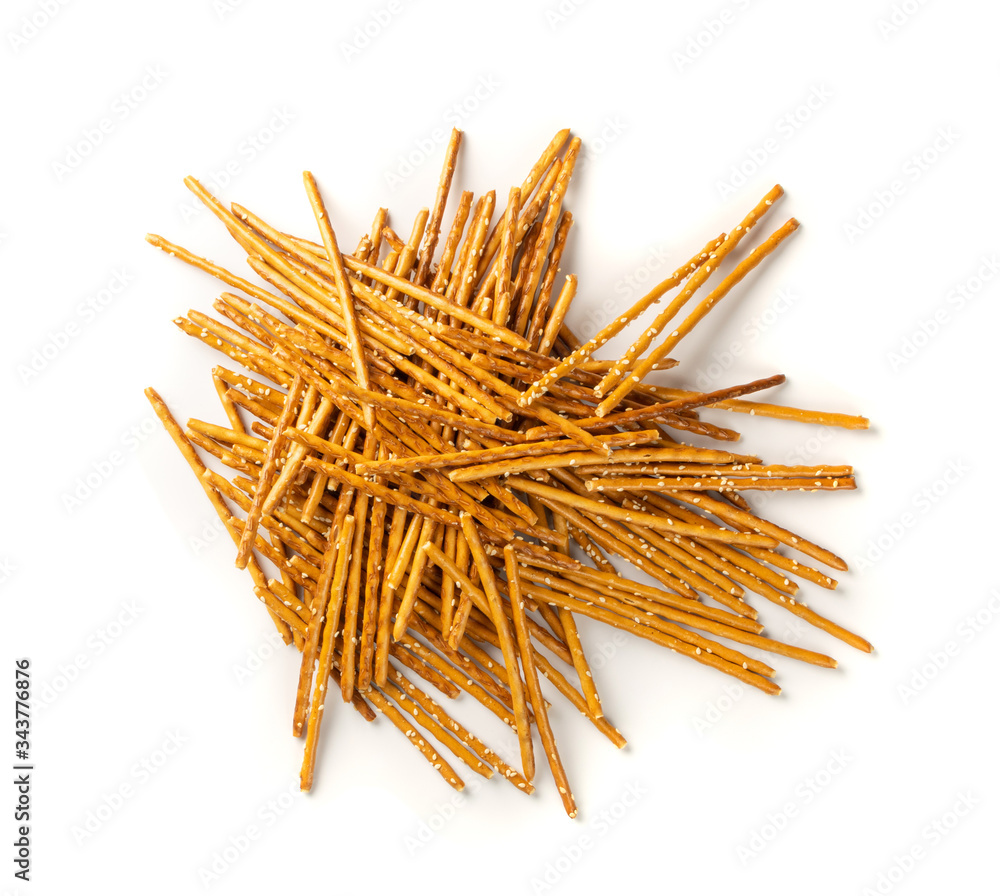 Crispy Salt Sticks with Sesame, Pretzel Sticks, Grissini or Breadsticks Crispy Salt Sticks with Sesame, Pretzel Sticks, Grissini or Breadsticks
