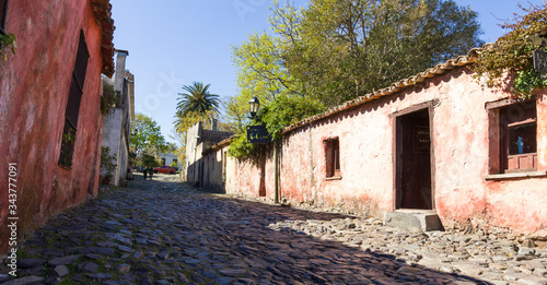 Street of Sighs, in the historic center, a World Heritage Site by Unesco in 1995. The houses are from the 18th century. Uruguayan city of Colonia del Sacramento © Toniflap