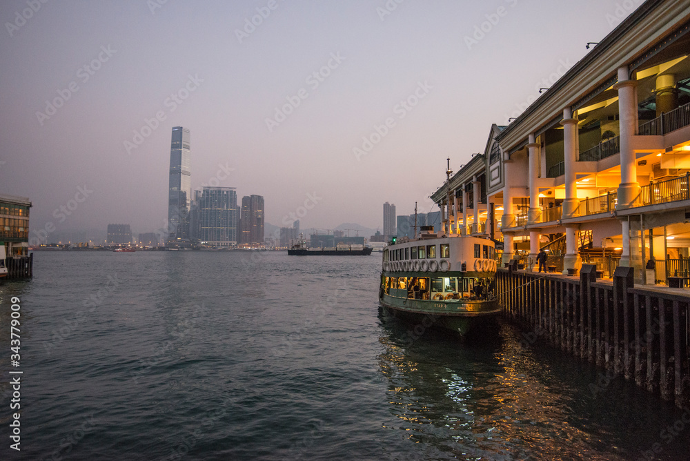 Naklejka premium Hong Kong Harbour and ferries