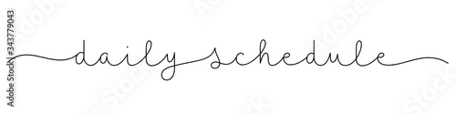 DAILY SCHEDULE black vector monoline calligraphy banner with swashes