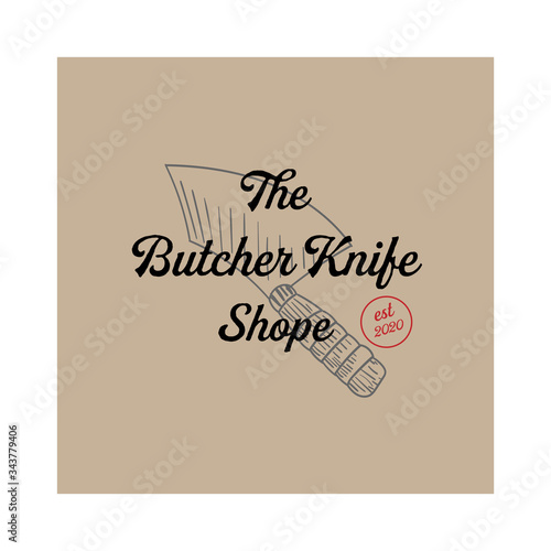 butcher knife shop design logo vector