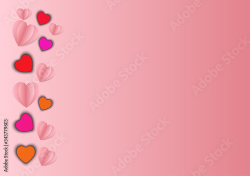 pink hart on pink background.symbol of love in valentine day.