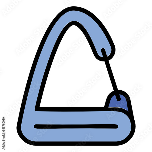 Titanium Alloy Carabiner D Shape Concept, Expedition and Climber Tool Vector Color Icon Design, mountaineer steel gear on white background 