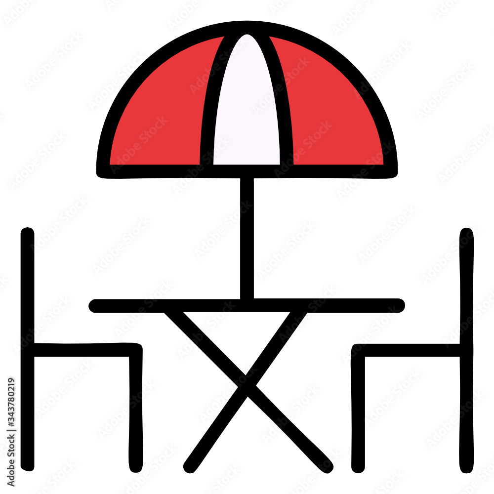 Backyard Patio Table and Chair Vector Icon Design, Camping and Outdoor Sitting Design, Beach Site Sitting on white background, Vocation Picnic Symbols Backyard Patio Table and Chair Vector Icon Design, Camping and Outdoor Sitting Design, Beach Site Sitting on white background, Vocation Picnic Symbols