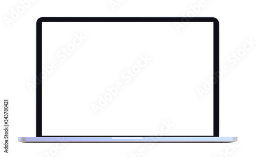 front view of laptop with blank screen - isolated white background