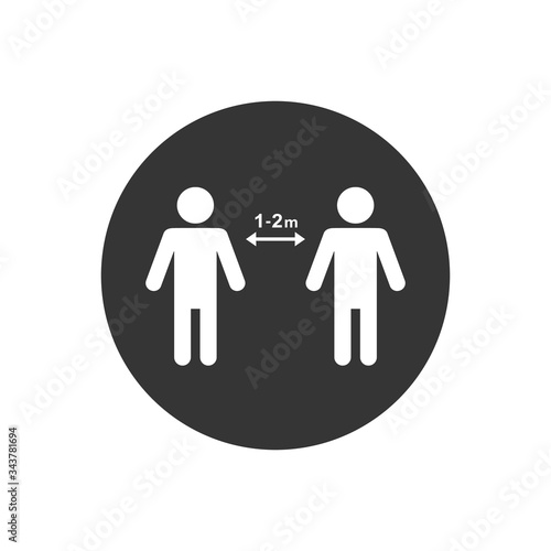 Keep distance icon. Coronovirus epidemic protective equipment. Preventive measures. Steps to protect yourself. Keep the 1 meter distance. Vector illustration