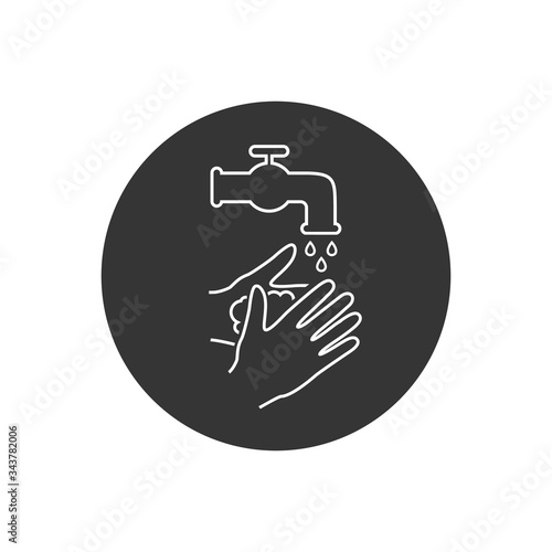 Please wash your hands icon line sign. Vector illustration