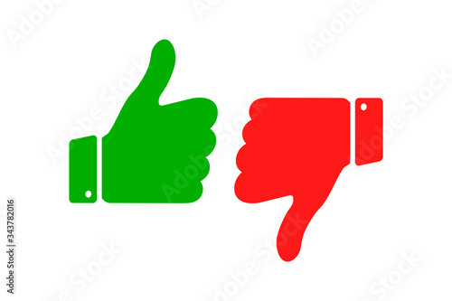 Do and Don't symbols in perspective. Thumbs up and thumbs down circle emblems. Like and dislike icons set. Vector illustration.