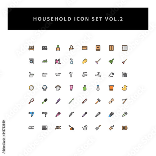 household appliances vector icons set vol 2 with filled outline style design
