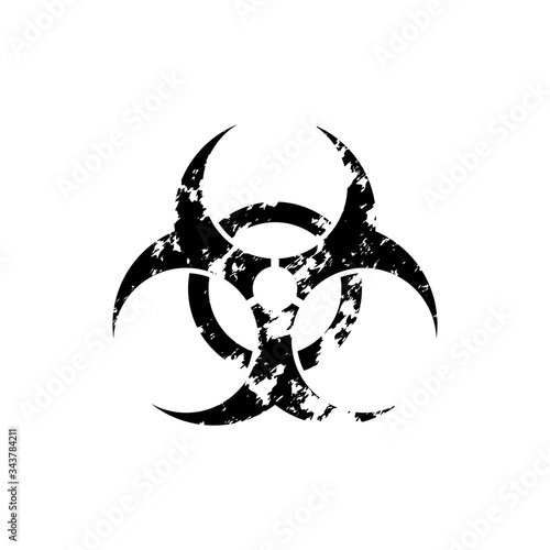 Black vector biohazard symbol isolated on white background.