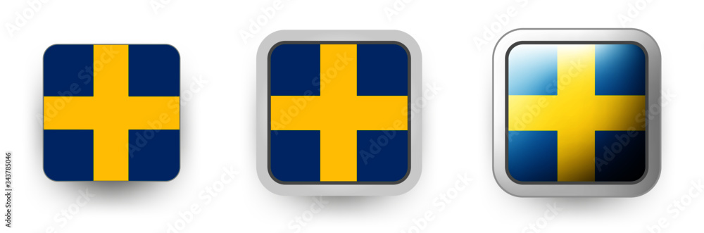 6 vector icons of Sweden flag shield button and cogwheel, flat and volumetric style in flag colors blue, yellow for poster, flyer 6 vector icons of Sweden flag shield button and cogwheel, flat and volumetric style in flag colors blue, yellow for poster, flyer