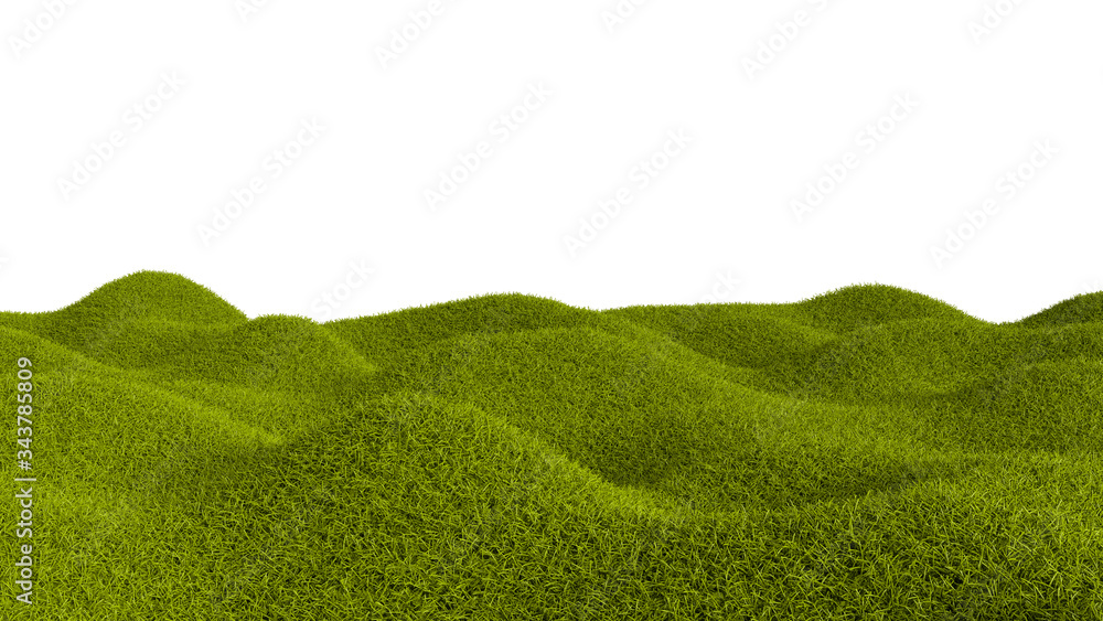 Green grass field isolated against a white background. 3D illustration Green grass field isolated against a white background. 3D illustration