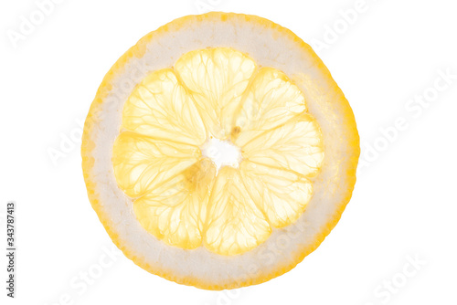slice of lemon on a white background