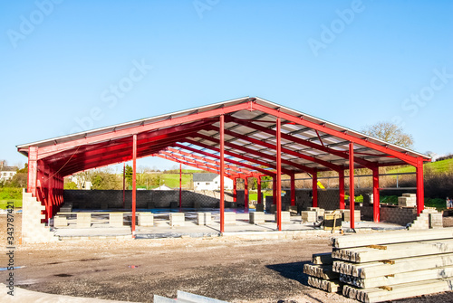 Fototapeta steel structure for further construction on building plot