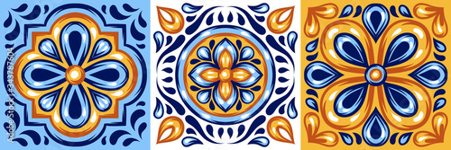 Italian ceramic tile pattern. Mediterranean porcelain pottery.
