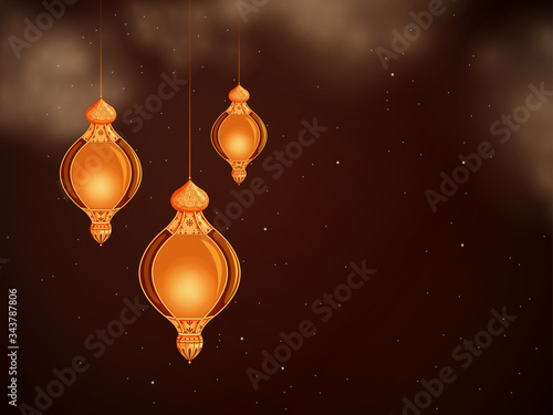 Canvas Print easy to edit vector illustration of Islamic celebration background with text Ram