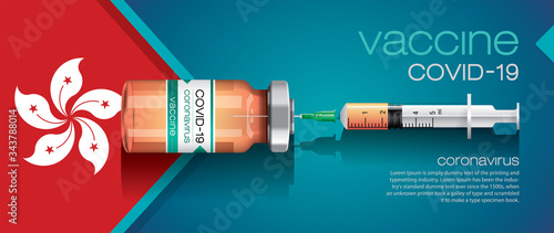 Vector illustration with 3D corona vaccine, country flag concept.