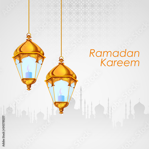 easy to edit vector illustration of Islamic celebration background with text Ramadan Kareem