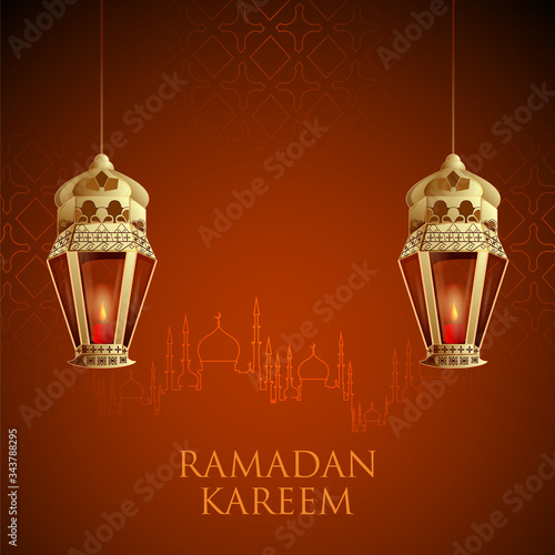 easy to edit vector illustration of Islamic celebration background with text Ramadan Kareem