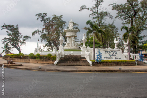 Beautiful stone monument on the automobile circle