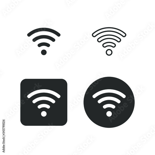 Wi-fi icon symbol set. Wireless internet connection button sign collection. Wifi logo. Isolated on white background. Vector illustration image.