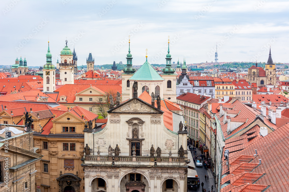 Fototapeta premium Prague cityscape with old town architecture, Czech Republic