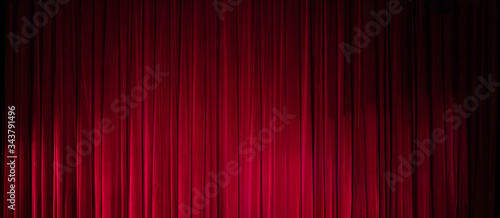 Theatrical dark red velvet curtain. Texture background for design.