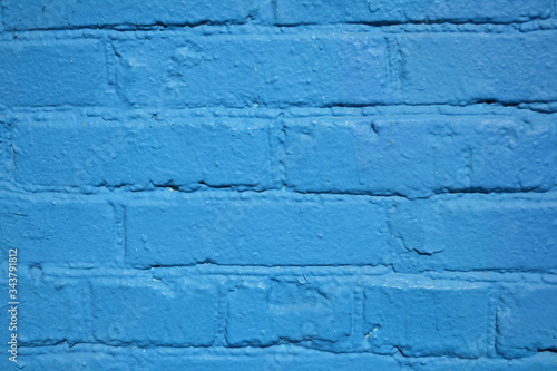 Blue Painted Brick Wall Background