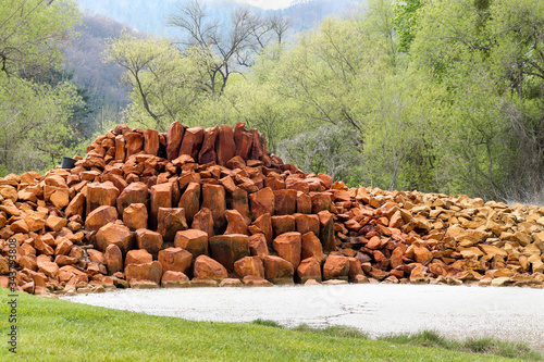 Rocks stacked up around geyser photo