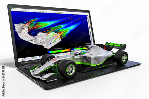 3D render image representing a formula one aerodynamic design process  photo