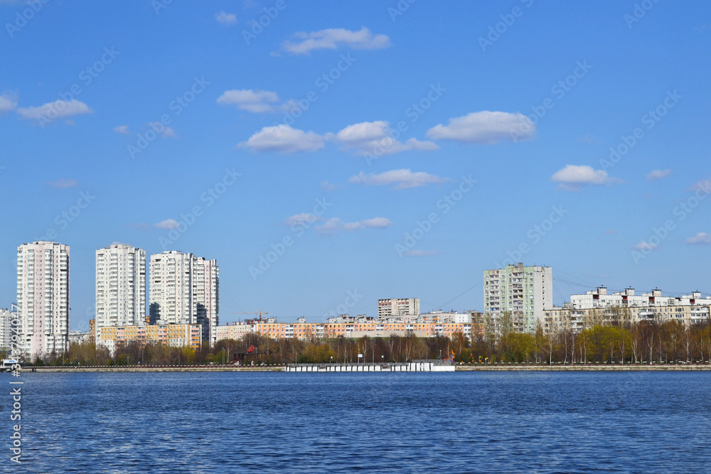 High-rise residential complex on the banks of the river