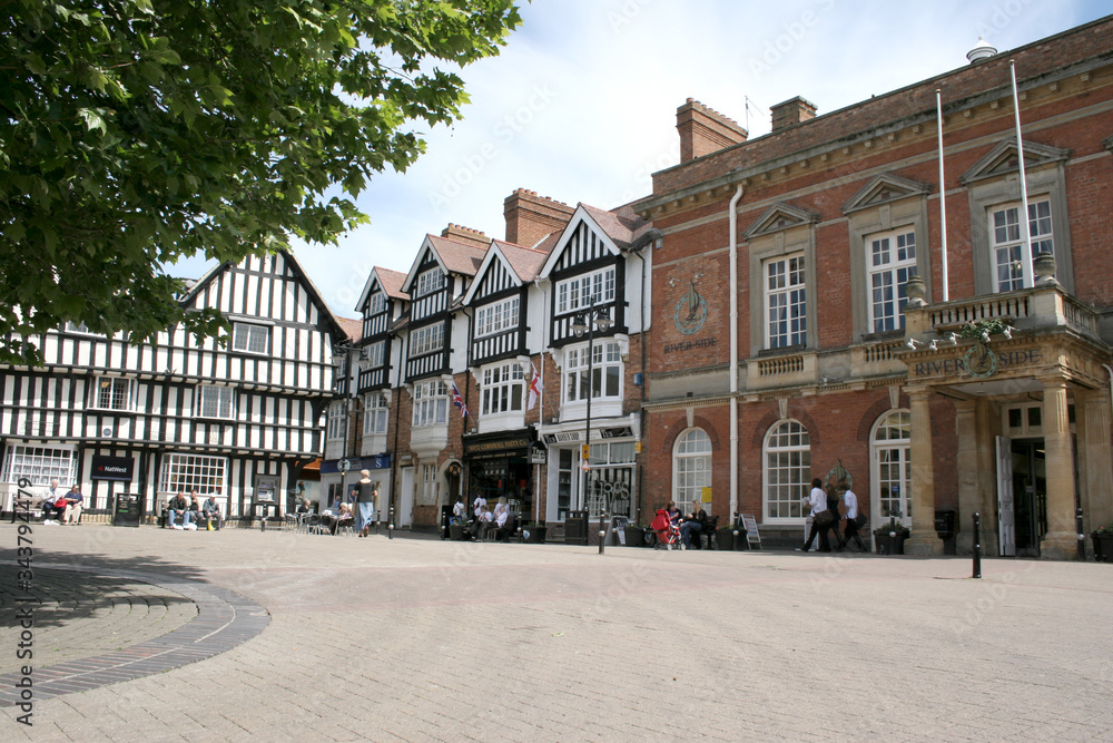 The town centre in Evesham, Worcestershire, UK
