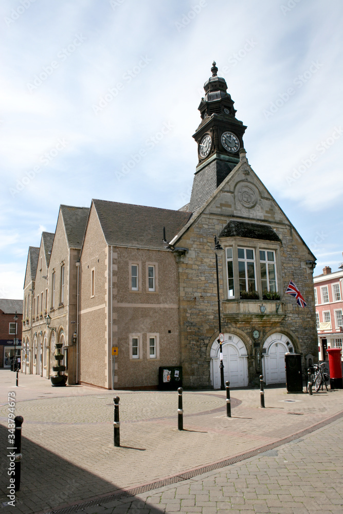 The town centre in Evesham, Worcestershire, UK