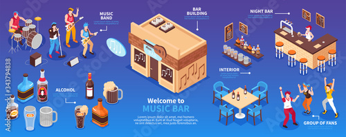  Music Bar Horizontal Infographics Illustration
