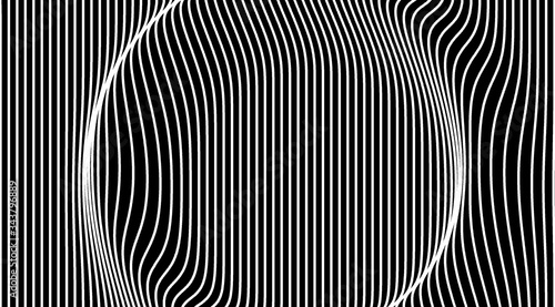 Abstract black and white lines art pattern background.Displacement map texture background.Ripple vertical lines illustration