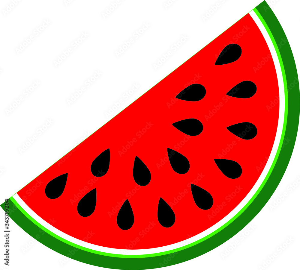Watermelon slice vector illustration. Concept of healthy lifestyle and fruits, diet ideas and vegan food Watermelon slice vector illustration. Concept of healthy lifestyle and fruits, diet ideas and vegan food