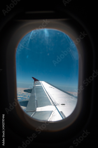Obraz na płótnie View from airplane on blue sky w salonie