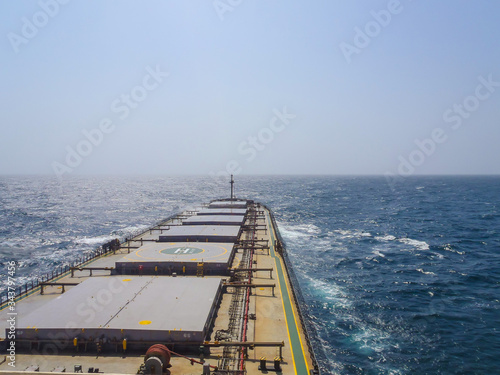 A large oil tanker is sailing in the Indian ocean 