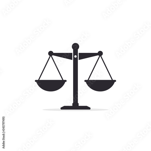Scales Icon Vector, seesaw isolated on white bacground. Scale sign