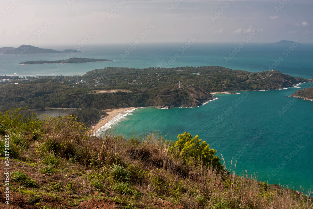 View from the mountain to the sea and the beach