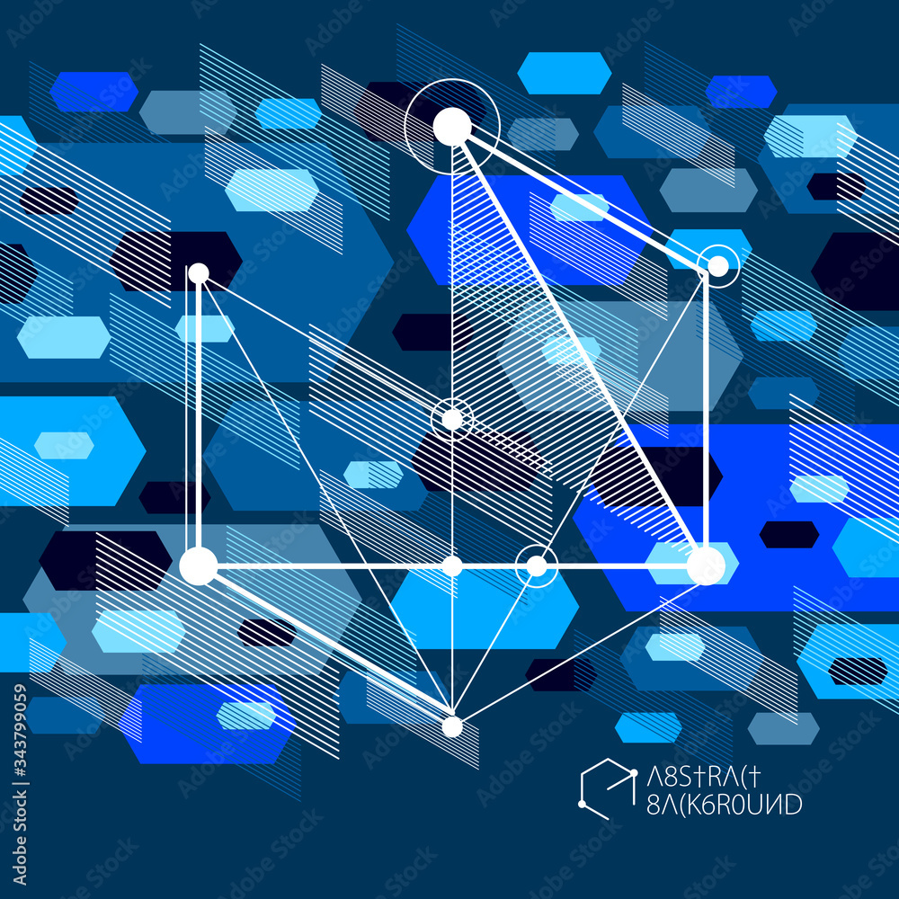 Abstract geometric vector blue background with cubes and other elements ...