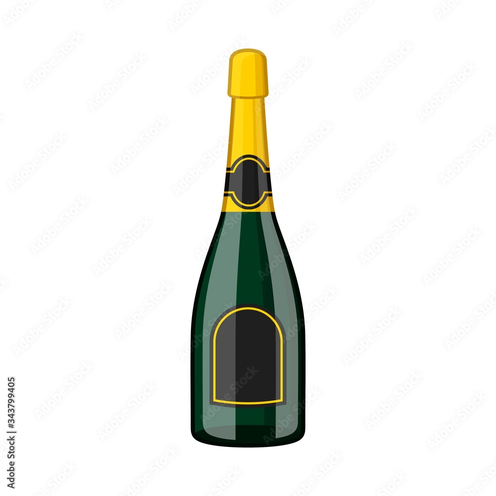 Champagne bottle icon with gold foil isolated on white background. Vector illustration