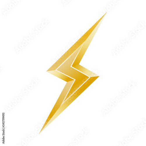 Golden 3d lightning. Vector illustration.