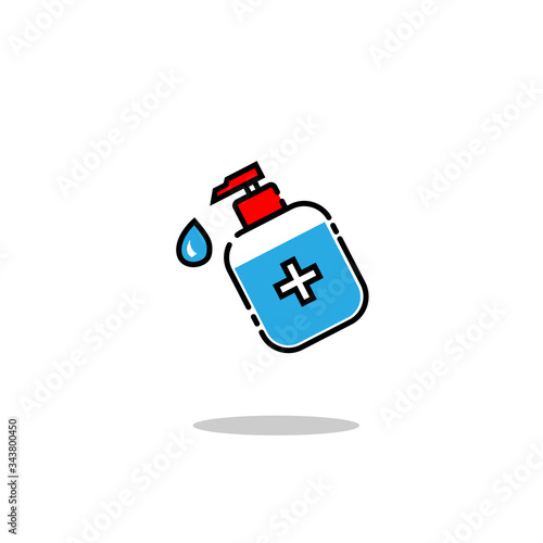 Disinfection. Hand sanitizer bottle icon, washing gel. Vector illustrationDisinfection. Hand sanitizer bottle icon, washing gel. Vector illustration	
