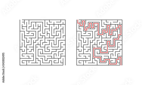 Labyrinth maze game for children. Home activity for kids. Vector illustration.