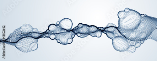 Bubbled abstract vector fluid particle flow, nano medical technology, microbiology science fiction theme illustration.